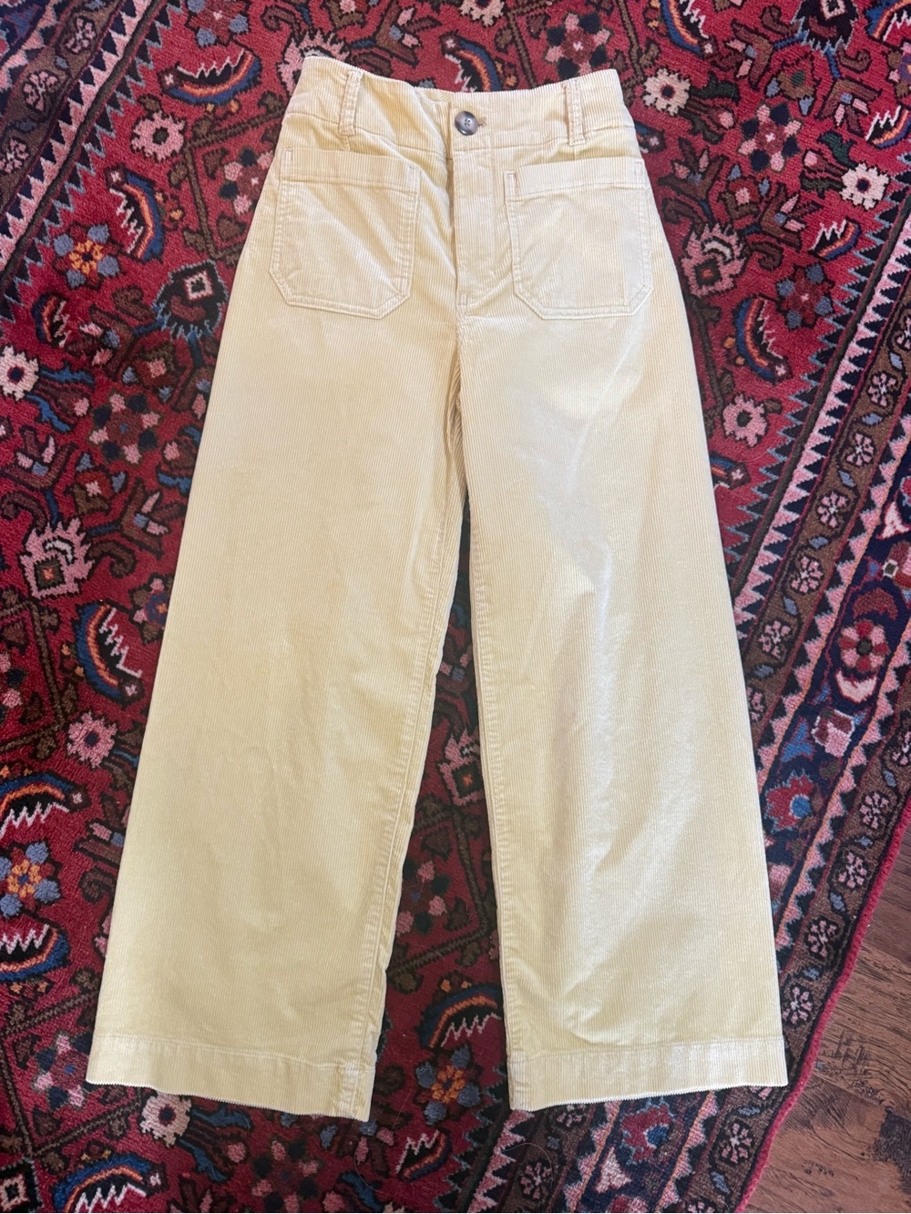 Anthropologie Maeve Pale Yellow Colette Wide-Leg Corduroy Jeans